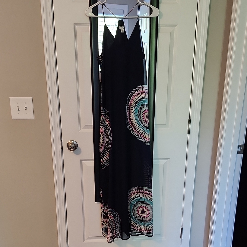 Navy Maxi Dress with Colorful Mandala Patterns